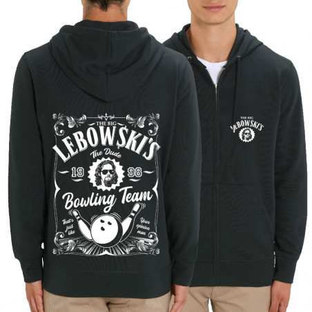 Sweat homme zippé à capuche coton bio noir Big Lebowski (Films/Séries)