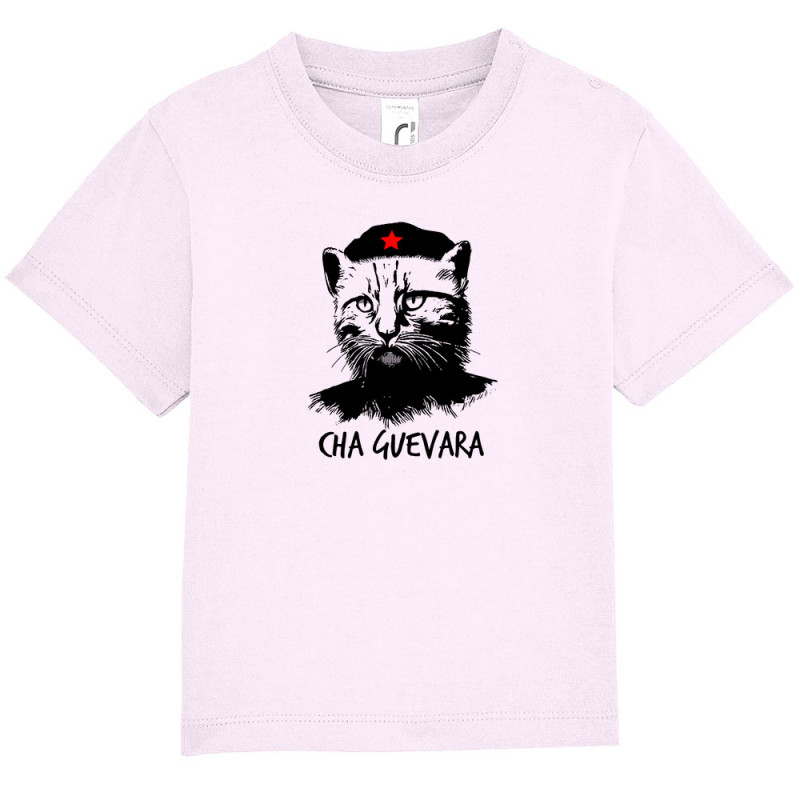 T-shirt bébé rose pale Cha Guevara (Animaux,Humour,Chats,Les Bébêtes)
