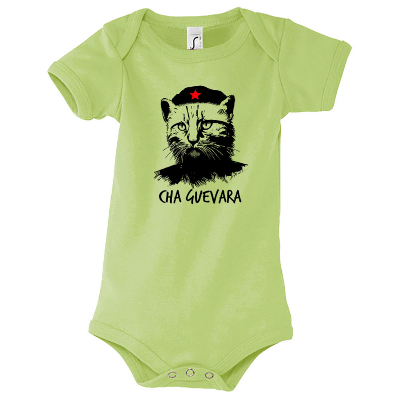 Body bébé vert pomme Cha Guevara (Animaux,Humour,Chats,Les Bébêtes)