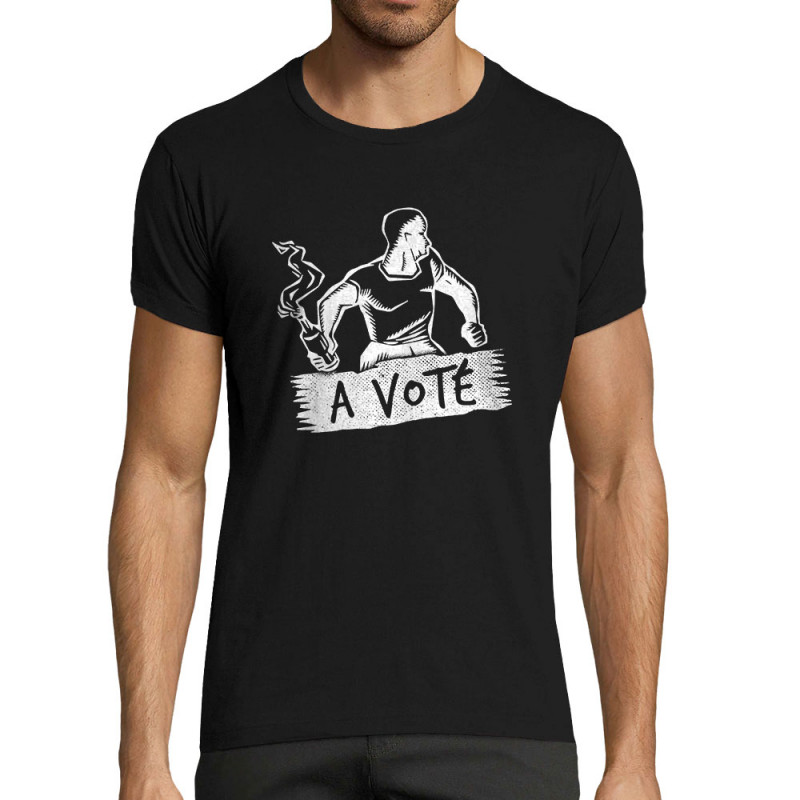 T-shirt homme fit noir A voté (homme) (Gondrax,Slogans engagés,Elections)
