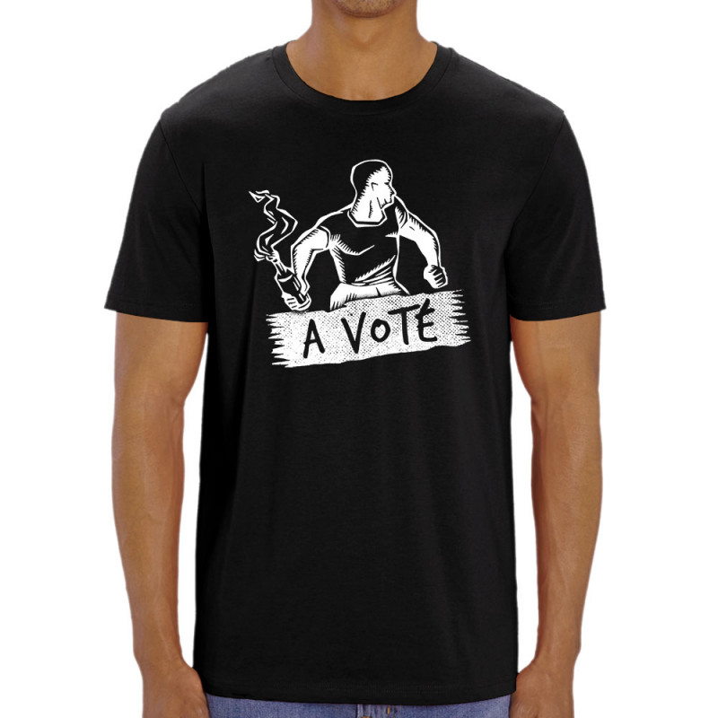 T-shirt homme coton bio noir A voté (homme) (Gondrax,Slogans engagés,Elections)