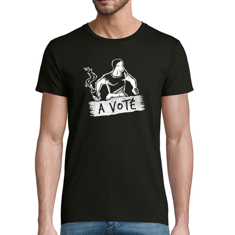 T-shirt homme coton bio noir A voté (homme) (Gondrax,Slogans engagés,Elections)
