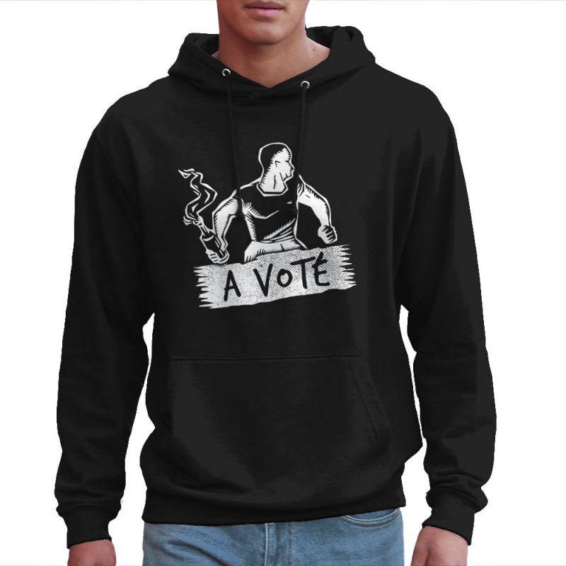 Sweat homme à capuche noir A voté (homme) (Gondrax,Slogans engagés,Elections)