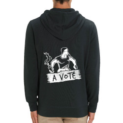 Sweat homme zippé à capuche coton bio noir A voté (homme) (Gondrax,Slogans engagés,Elections)