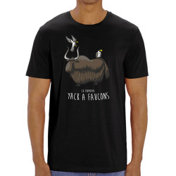 T-shirt homme coton bio noir Yack à faucons (Mr Mouton,Animaux,Humour)