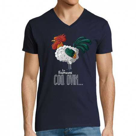 T-shirt homme col V "Coq ovin"