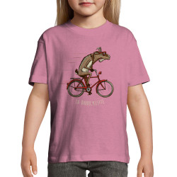 T-shirt enfant rose La Biquecyclette (Mr Mouton,Animaux,Vélo)