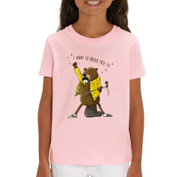T-shirt enfant coton bio rose clair Break Tree (Mr Mouton,Animaux,Humour)