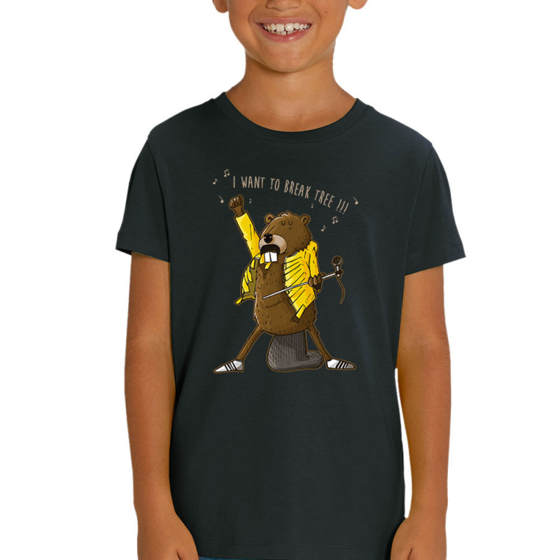 T-shirt enfant coton bio noir Break Tree (Mr Mouton,Animaux,Humour)