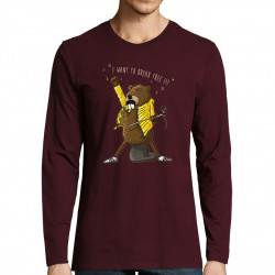 T-shirt homme manches longues bordeaux Break Tree (Mr Mouton,Animaux,Humour)
