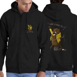Sweat homme à capuche zippé noir Break Tree (Mr Mouton,Animaux,Humour)