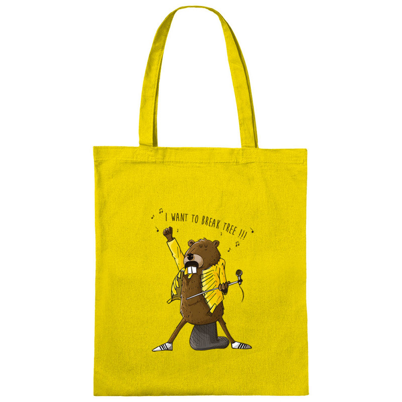 Sac shopping en toile jaune Break Tree (Mr Mouton,Animaux,Humour)