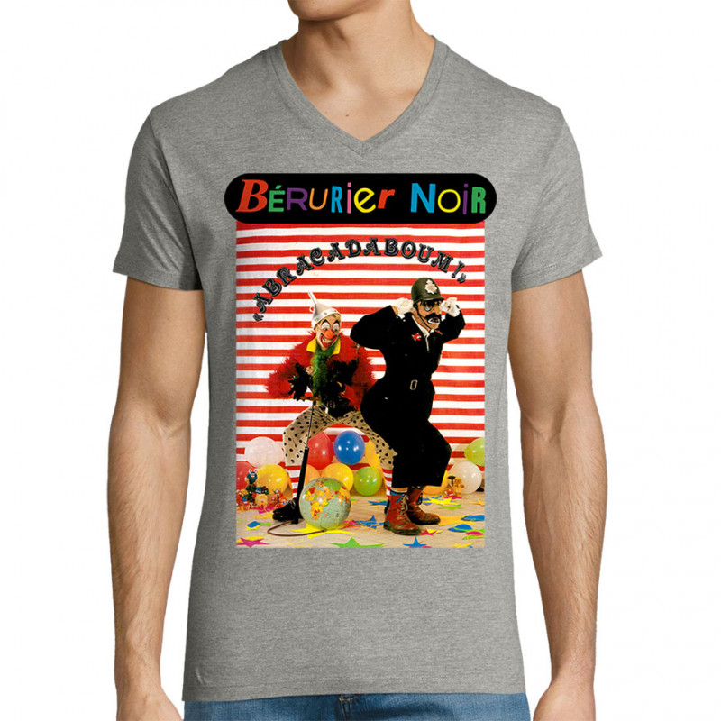 T-shirt homme col V gris chiné Bérurier Noir - Abracadaboum (Bérurier Noir)