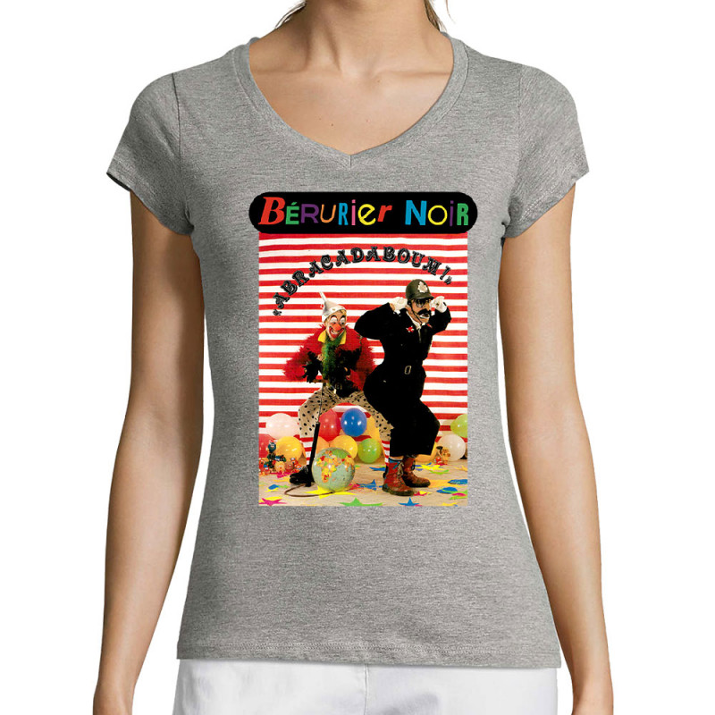T-shirt femme col V gris chiné Bérurier Noir - Abracadaboum (Bérurier Noir)