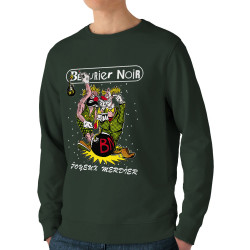 Sweat homme bio col rond vert foncé Bérurier Noir - Joyeux Merdier (Bérurier Noir,Laul)