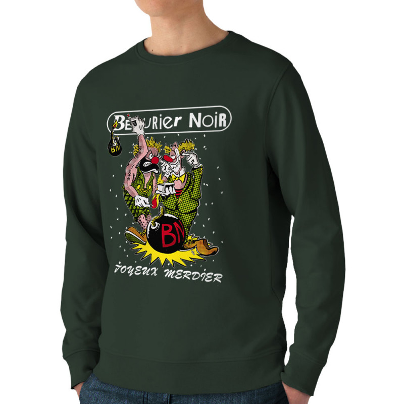 Sweat homme bio col rond vert foncé Bérurier Noir - Joyeux Merdier (Bérurier Noir,Laul)