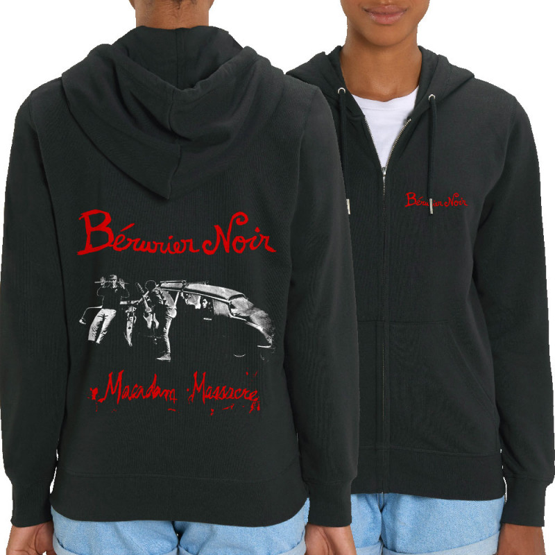 Sweat femme zippé à capuche coton bio noir Bérurier Noir - Macadam Massacre DS (Bérurier Noir)
