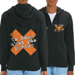 Sweat femme zippé à capuche coton bio noir Bérurier Noir - Le Renard (Bérurier Noir,Laul)