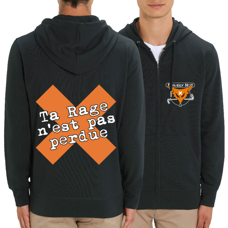 Sweat homme zippé à capuche coton bio noir Bérurier Noir - Le Renard (Bérurier Noir,Laul)