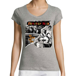T-shirt femme col V gris chiné Bérurier Noir - Ils veulent nous tuer (Bérurier Noir)