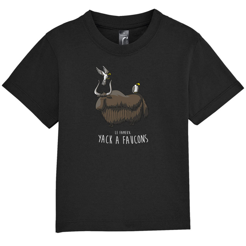 T-shirt bébé noir Yack à faucons (Mr Mouton,Animaux,Humour)