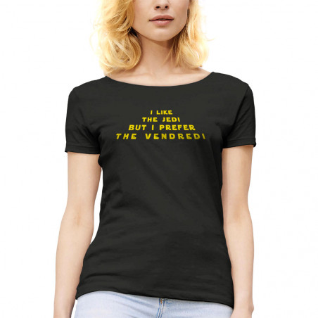 T-shirt femme col large "I...