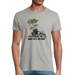 T-shirt homme coton bio gris chiné Make Forest Not War (Gondrax,Ecologie,Slogans engagés)