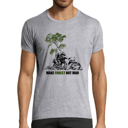 T-shirt homme fit gris chiné Make Forest Not War (Gondrax,Ecologie,Slogans engagés)