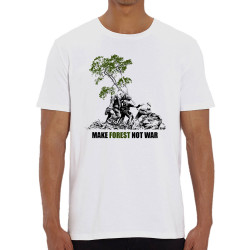 T-shirt homme coton bio blanc Make Forest Not War (Gondrax,Ecologie,Slogans engagés)