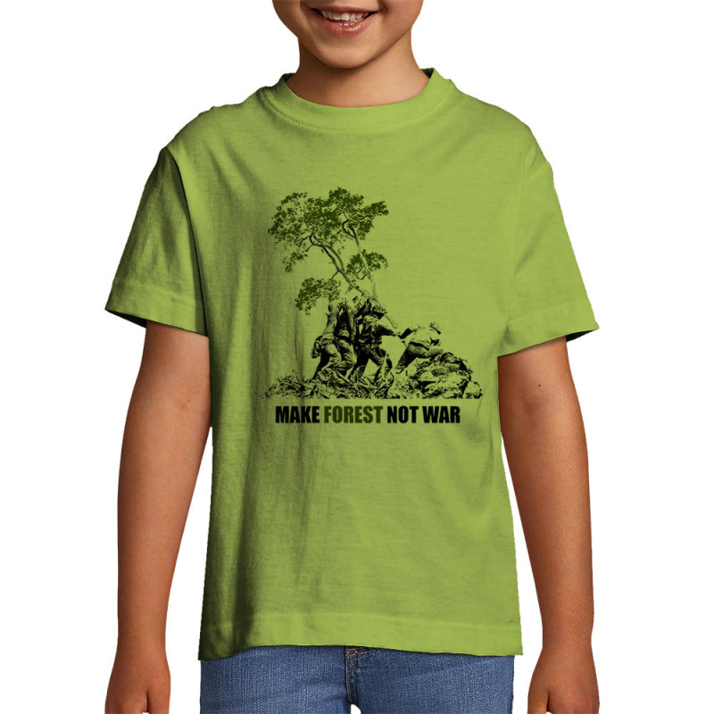 T-shirt enfant vert pomme Make Forest Not War (Gondrax,Ecologie,Slogans engagés)