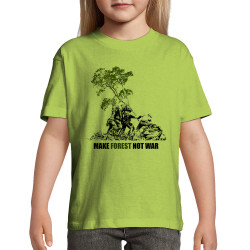 T-shirt enfant vert pomme Make Forest Not War (Gondrax,Ecologie,Slogans engagés)
