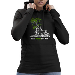 Sweat femme à capuche noir Make Forest Not War (Gondrax,Ecologie,Slogans engagés)