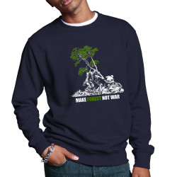 Sweat homme col rond bleu marine Make Forest Not War (Gondrax,Ecologie,Slogans engagés)