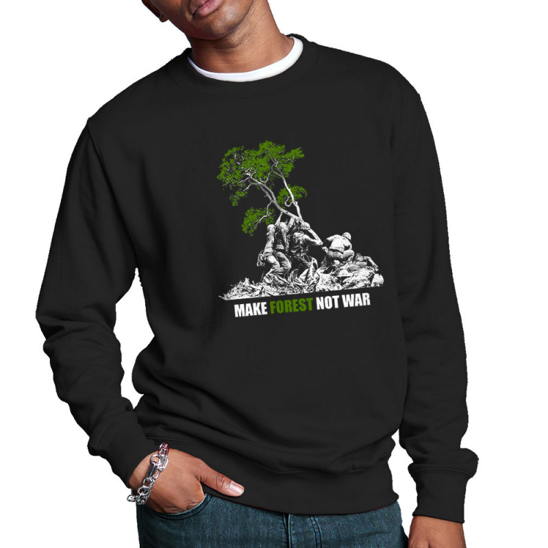 Sweat homme col rond noir Make Forest Not War (Gondrax,Ecologie,Slogans engagés)