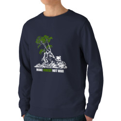 Sweat homme bio col rond bleu marine Make Forest Not War (Gondrax,Ecologie,Slogans engagés)