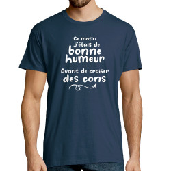 Tee-shirt homme bleu denim Croiser des cons (Gondrax,Humour,Slogans Débiles)