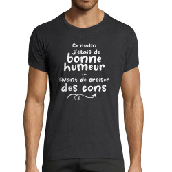T-shirt homme fit gris anthracite chiné Croiser des cons (Gondrax,Humour,Slogans Débiles)