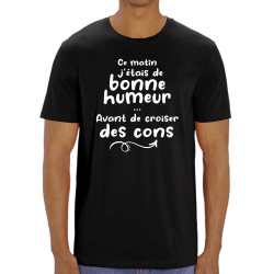 T-shirt homme coton bio noir Croiser des cons (Gondrax,Humour,Slogans Débiles)