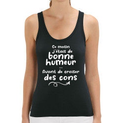 Débardeur femme coton bio noir Croiser des cons (Gondrax,Humour,Slogans Débiles)