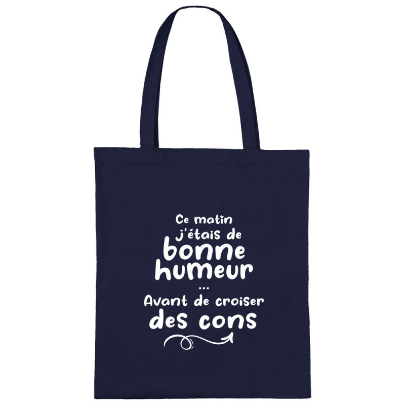 Sac shopping en toile bleu marine Croiser des cons (Gondrax,Humour,Slogans Débiles)