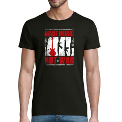 T-shirt homme coton bio noir Make Music Not War (Rock & Punk,Slogans engagés)