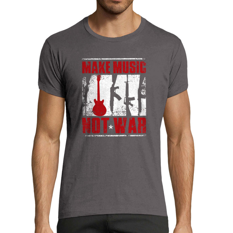 T-shirt homme fit gris foncé Make Music Not War (Rock & Punk,Slogans engagés)