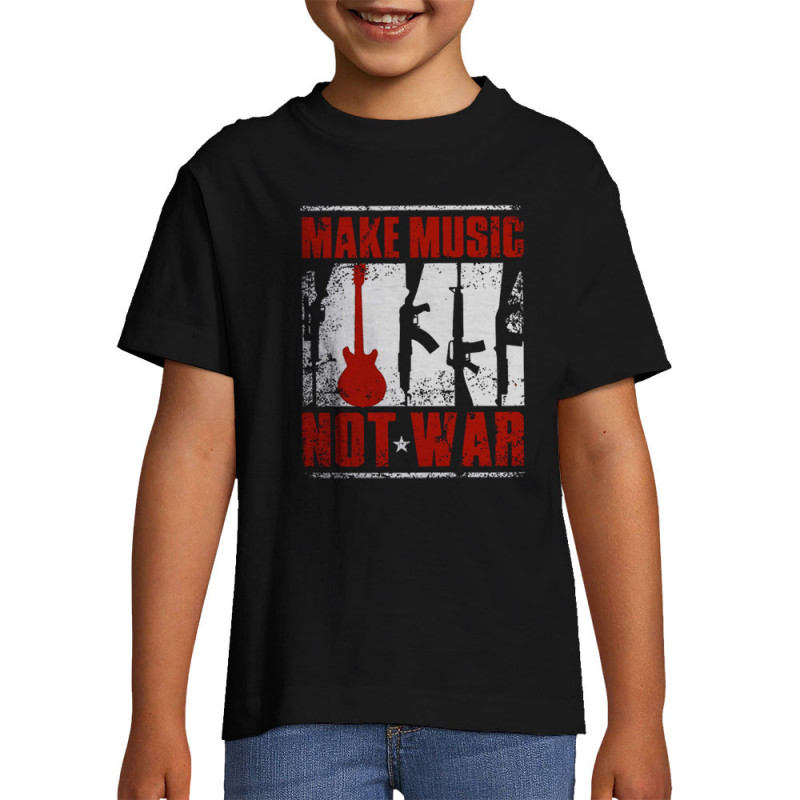T-shirt enfant noir Make Music Not War (Rock & Punk,Slogans engagés)