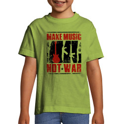 T-shirt enfant vert pomme Make Music Not War (Rock & Punk,Slogans engagés)