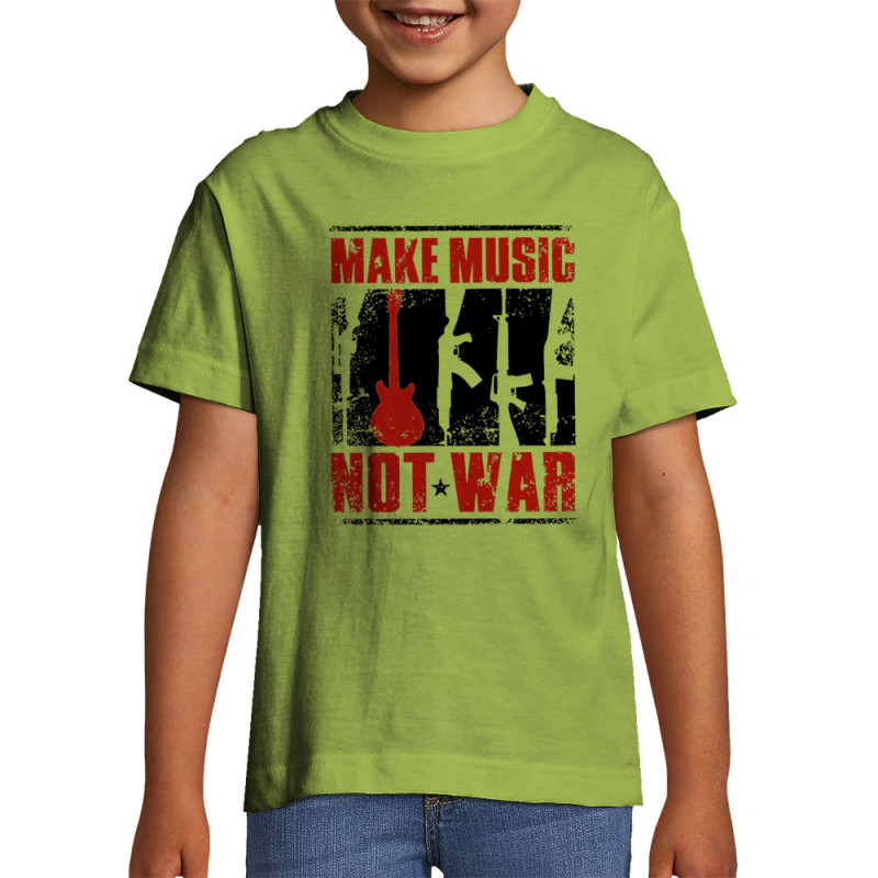 T-shirt enfant vert pomme Make Music Not War (Rock & Punk,Slogans engagés)