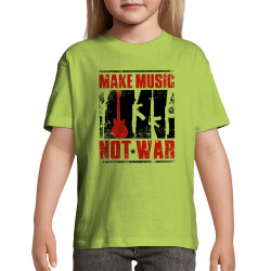 T-shirt enfant vert pomme Make Music Not War (Rock & Punk,Slogans engagés)