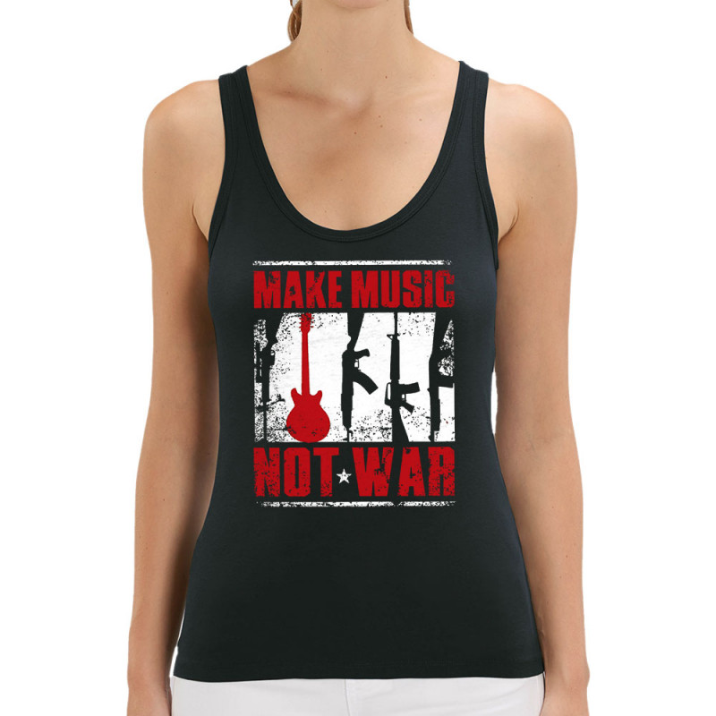 Débardeur femme coton bio noir Make Music Not War (Rock & Punk,Slogans engagés)