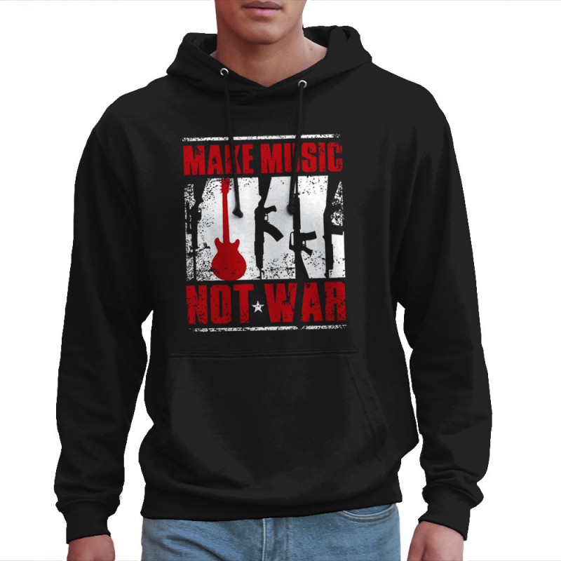 Sweat homme à capuche noir Make Music Not War (Rock & Punk,Slogans engagés)