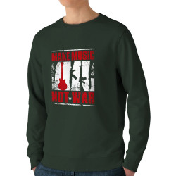 Sweat homme bio col rond vert foncé Make Music Not War (Rock & Punk,Slogans engagés)