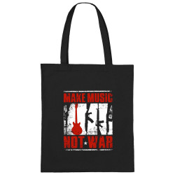 Sac shopping en toile noir Make Music Not War (Rock & Punk,Slogans engagés)